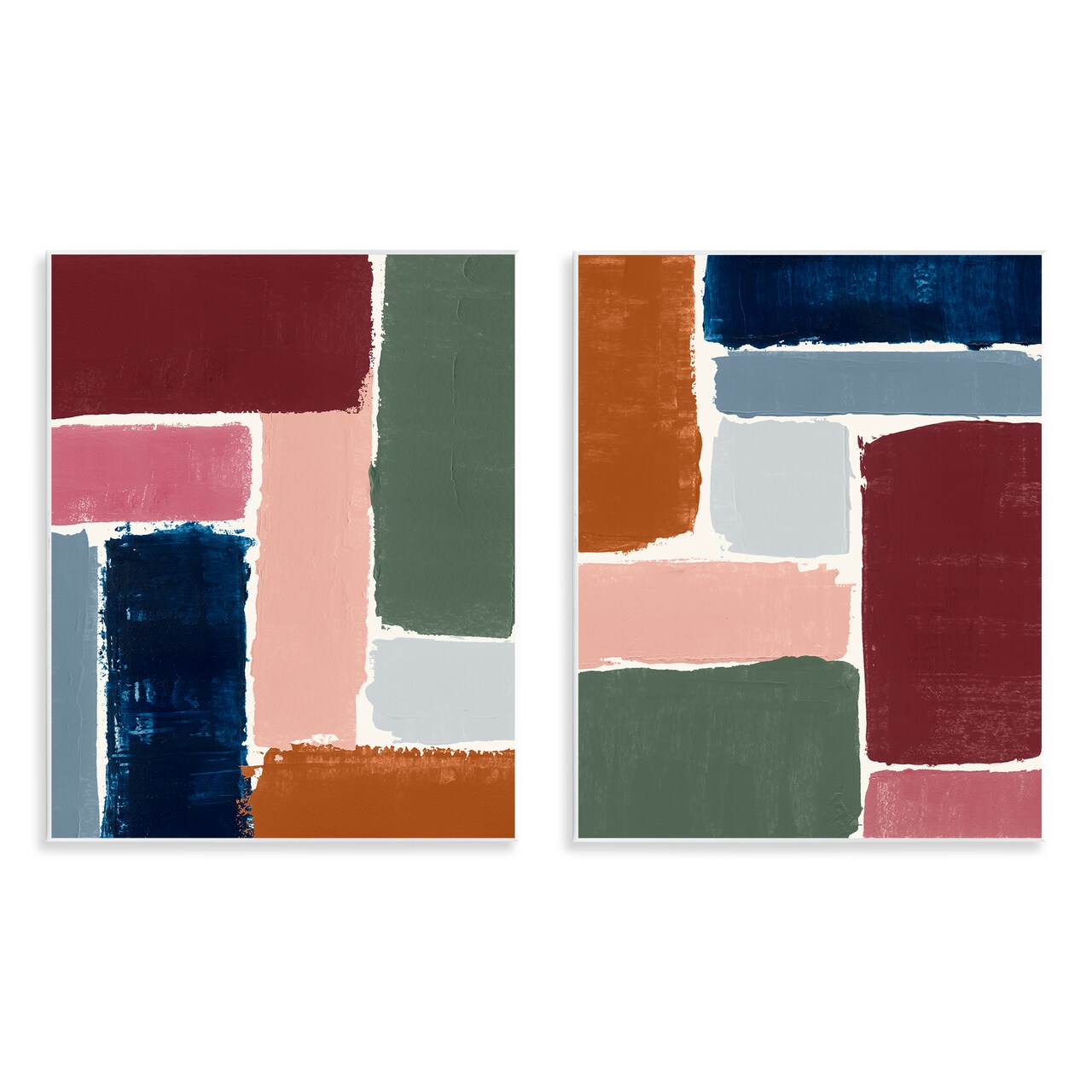 Stupell Industries Abstract Modular Color Block 2 pc Wall Plaque Art Set Design by Victoria Barnes